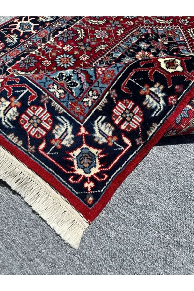 El Dokuma Sıfır İran Halısı 80x125 Kırmızı Lacivert %100 Yün Halısı - 6