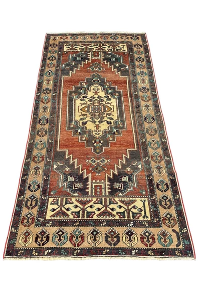 El Dokuma Vintage Büyük Yahyalı Halısı 120x240 Pastel Eskitme Kök Boya Halı ürün görseli