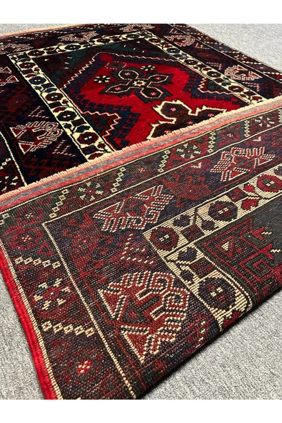 EL DOKUMA DÖŞEMEALTI HALISI 125X200 KIRMIZI LACİVERT YÜN HALI - 7