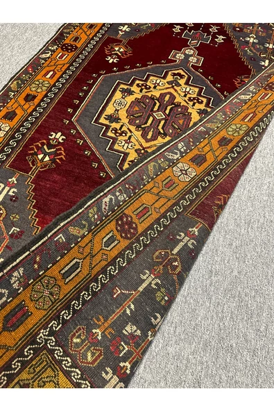 El Dokuma Büyük Yahyalı Halısı 130X250 Kök Boya %100 Yün Halı - 8