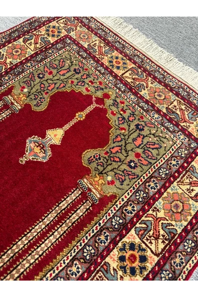 El Dokuma 90x135 Sıfır Bünyan Halısı %100 Yün Seccade Namazlık - 3