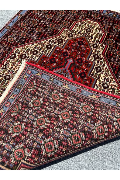 El Dokuma İran Halısı 76x103 Kırmızı Mavi %100 Yün Halı - 6