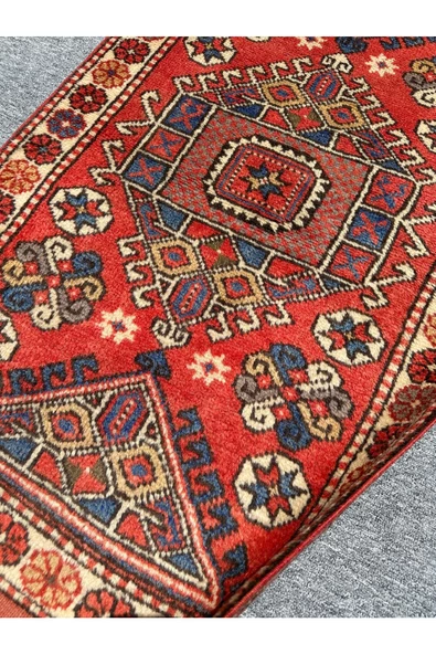 EL DOKUMASI 79X130 ÇANAKKALE AYVACIK HALISI YÜN KÖK BOYA HALI - 4