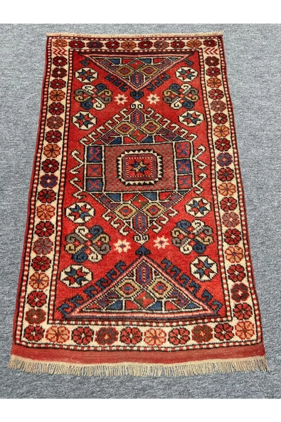 EL DOKUMASI 79X130 ÇANAKKALE AYVACIK HALISI YÜN KÖK BOYA HALI