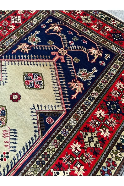 El Dokuma Büyük Seccade Namazlık 135x208 Su Yeşili Lacivert %100 Yün ! - 3