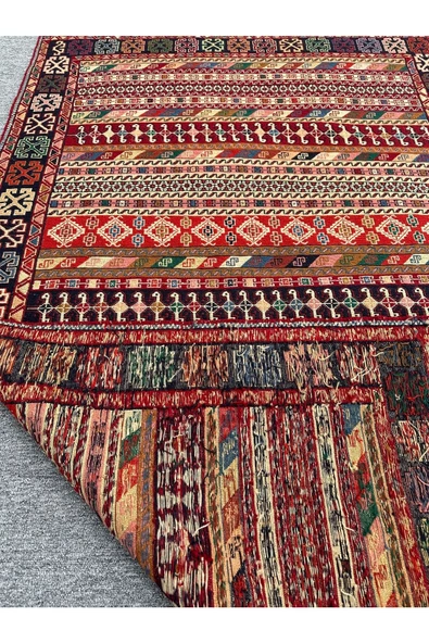 El Dokuması Iran Kilimi 126x200 Renkli Motifli %100 Yün Kilim ! - Resim 4