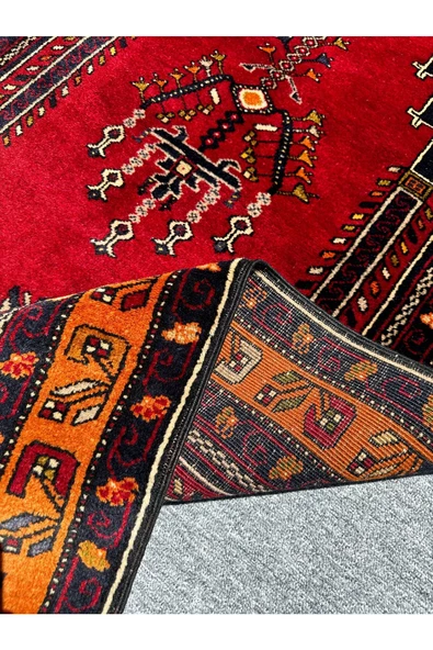 El Dokuma Çamardı Halısı 100x185 Kök Boya %100 Yün Namazlık - Resim 5