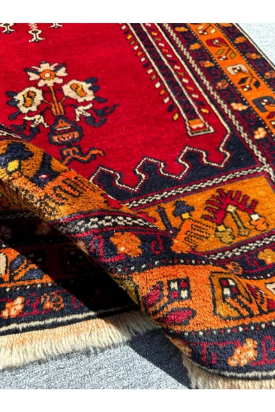 El Dokuma Çamardı Halısı 100x185 Kök Boya %100 Yün Namazlık - Resim 8