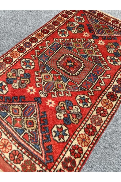 EL DOKUMASI 79X130 ÇANAKKALE AYVACIK HALISI YÜN KÖK BOYA HALI - 5