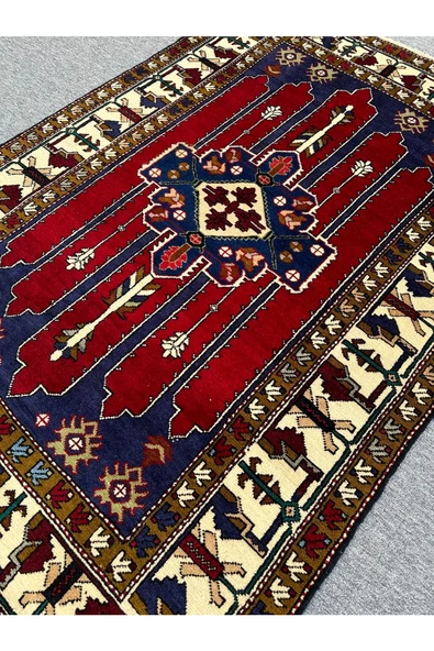 El Dokuma Sıfır Kazak Halısı 135x200 Kırmızı Kahverengi %100 Yün Halı ! - 4