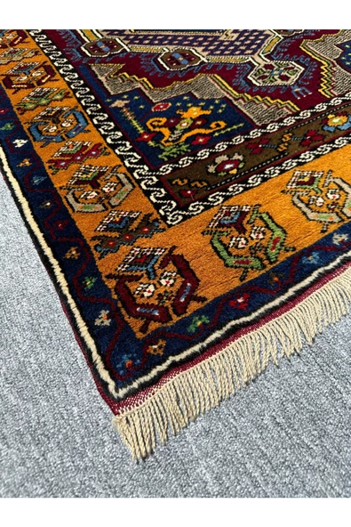 EL DOKUMA SIFIR YAHYALI HALISI 92X135 KÖK BOYA %100 YÜN HALI ! - Resim 2