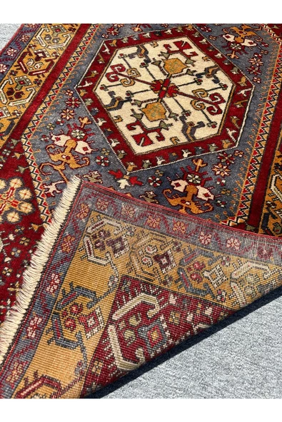 El Dokuma Antik Yahyalı Halısı 95x180 Sıfır Kök Boya Halı - Resim 5