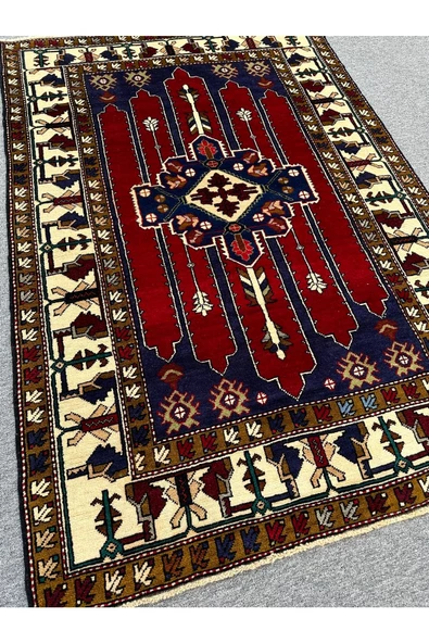 El Dokuma Sıfır Kazak Halısı 135x200 Kırmızı Kahverengi %100 Yün Halı ! - 2