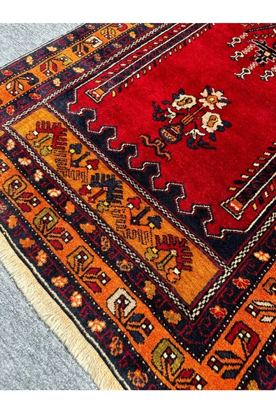 El Dokuma Çamardı Halısı 100x185 Kök Boya %100 Yün Namazlık - Resim 2