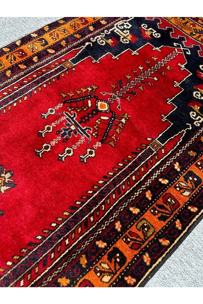 El Dokuma Sıfır Çamardı Halısı Seccade 100x190 Kırmızı Kiremit Kök Boya Namazlık - 6