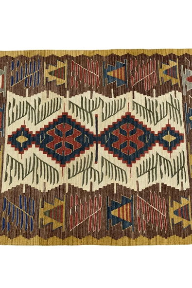 El Dokuma Uşak Kilimi 94x123 Krem Kahve Kök Boya %100 Yün Kilim - 5