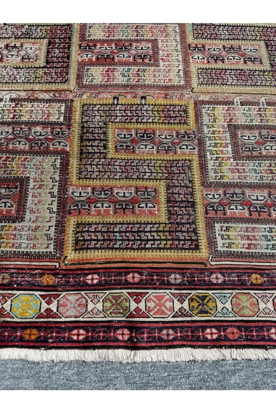 El Dokuma Vintage İran Sumak Halısı 205x270 Eskitme %100 Yün İnce Halı - Resim 3