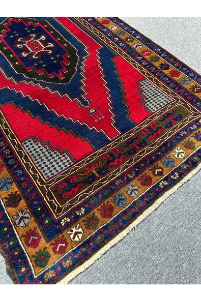 El Dokuma Taşpınar Halısı 143x260 Lacivert Kırmızı 4 m2 %100 Yün Halı - 2