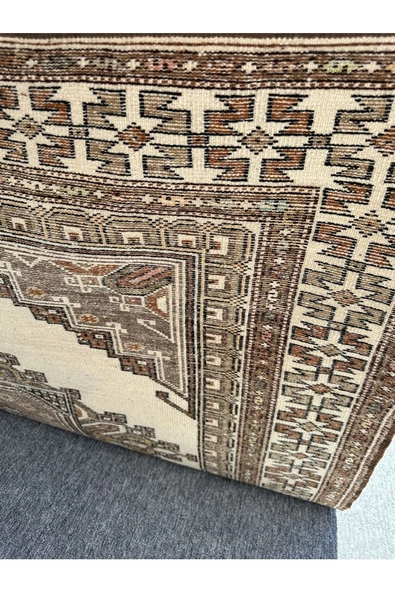 El Dokuma Çanakkale Halısı 150x240 Krem Kahve 4 M2 %100 Yün Halı - Resim 8