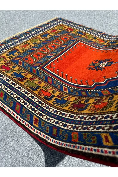 Taşpınar Halısı El Dokuması Çift Kişilik Seccade Namazlık 117x184 %100 Yün Kök Boya - 8