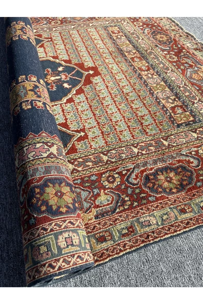 EL DOKUMA İRAN HALISI 141X216 BÜYÜK %100 YÜN MAVİ SECCADE NAMAZLIK ! - 5