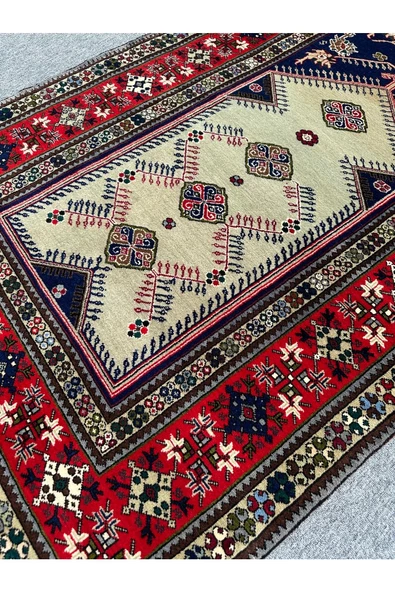 El Dokuma Büyük Seccade Namazlık 135x208 Su Yeşili Lacivert %100 Yün ! - 2