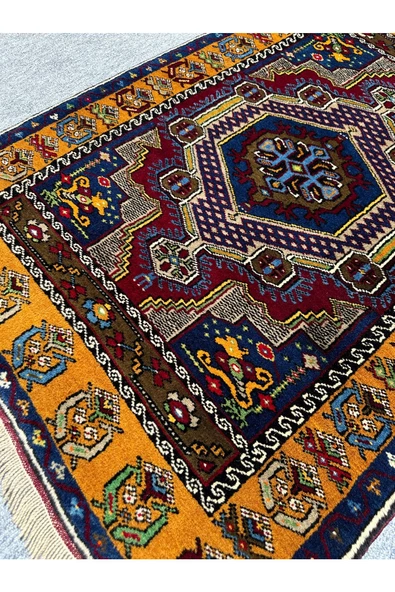 EL DOKUMA SIFIR YAHYALI HALISI 92X135 KÖK BOYA %100 YÜN HALI ! - Resim 3