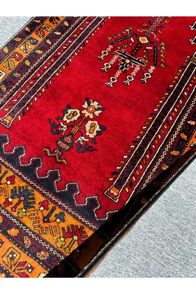 El Dokuma Çamardı Halısı 100x185 Kök Boya %100 Yün Namazlık - Resim 7