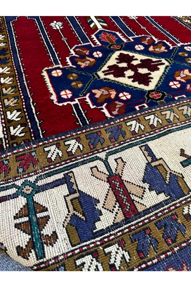 El Dokuma Sıfır Kazak Halısı 135x200 Kırmızı Kahverengi %100 Yün Halı ! - 7