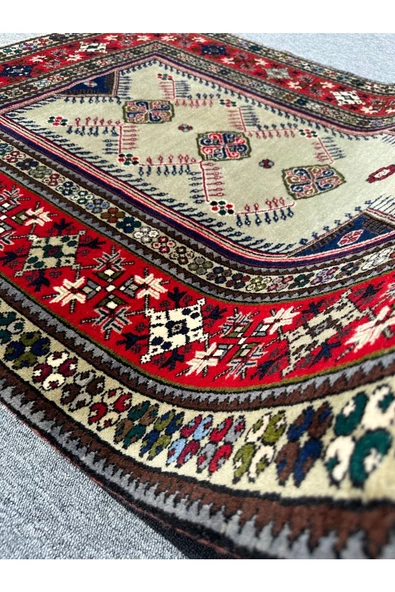 El Dokuma Büyük Seccade Namazlık 135x208 Su Yeşili Lacivert %100 Yün ! - 7