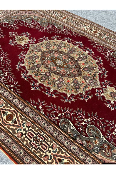 El Dokuma Sıfır Bünyan Halısı 118x180 Kırmızı Krem Yeşil %100 Yün Kök Boya - Resim 5