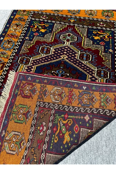 EL DOKUMA SIFIR YAHYALI HALISI 92X135 KÖK BOYA %100 YÜN HALI ! - Resim 7