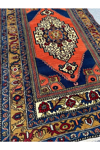 El Dokuma Taşpınar 113x190 Kavun Içi Kiremit %100 Yün Kök Boya Halı ! - Resim 3