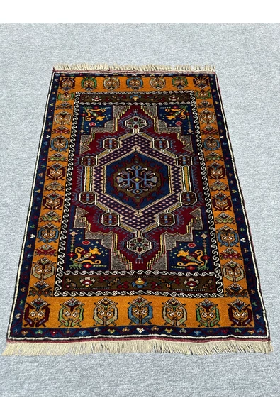 EL DOKUMA SIFIR YAHYALI HALISI 92X135 KÖK BOYA %100 YÜN HALI ! ürün görseli