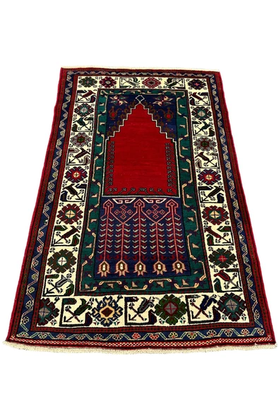 EL DOKUMA TAŞPINAR SECCADE HALI NAMAZLIK 123X200 YEŞİL KIRMIZI LACİVERT %100 YÜN