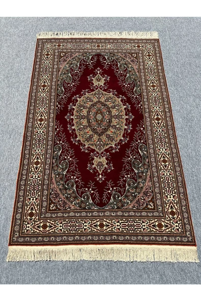 El Dokuma Sıfır Bünyan Halısı 118x180 Kırmızı Krem Yeşil %100 Yün Kök Boya ürün görseli