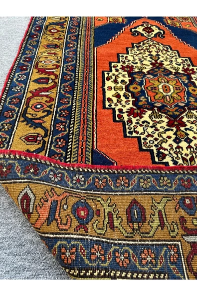 El Dokuma Taşpınar 113x190 Kavun Içi Kiremit %100 Yün Kök Boya Halı ! - Resim 6