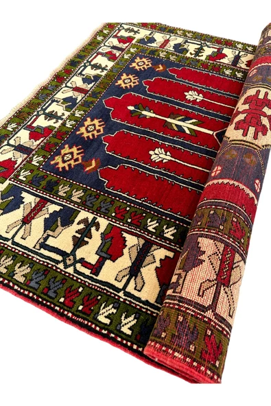 El Dokuma Sıfır Kazak Halısı 130x190 Kırmızı Yeşil %100 Yün Halı ! - 8