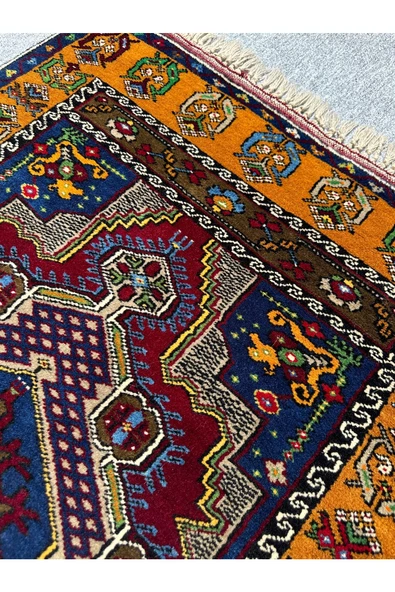 EL DOKUMA SIFIR YAHYALI HALISI 92X135 KÖK BOYA %100 YÜN HALI ! - Resim 5