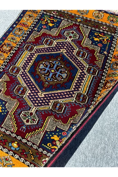 EL DOKUMA SIFIR YAHYALI HALISI 92X135 KÖK BOYA %100 YÜN HALI ! - Resim 6