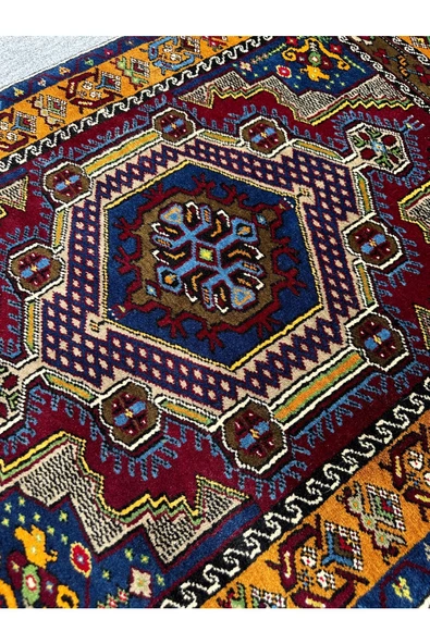 EL DOKUMA SIFIR YAHYALI HALISI 92X135 KÖK BOYA %100 YÜN HALI ! - Resim 4