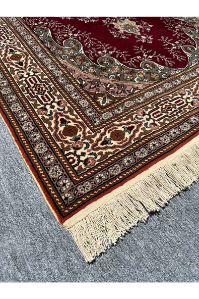 El Dokuma Sıfır Bünyan Halısı 118x180 Kırmızı Krem Yeşil %100 Yün Kök Boya - Resim 2