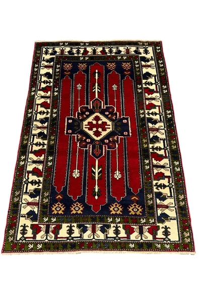 El Dokuma Sıfır Kazak Halısı 130x190 Kırmızı Yeşil %100 Yün Halı !