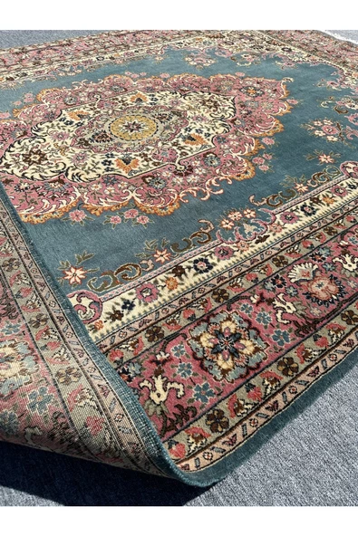 EL DOKUMA LADİK HALISI 207X315 TURKUAZ PEMBE 6,5 M2 SALON HALISI - Resim 4