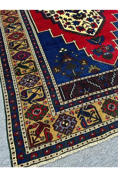 El Dokuma Taşpınar Halısı 177x318 Kırmızı Mavi %100 Yün 6 M2 Halı ! - 2