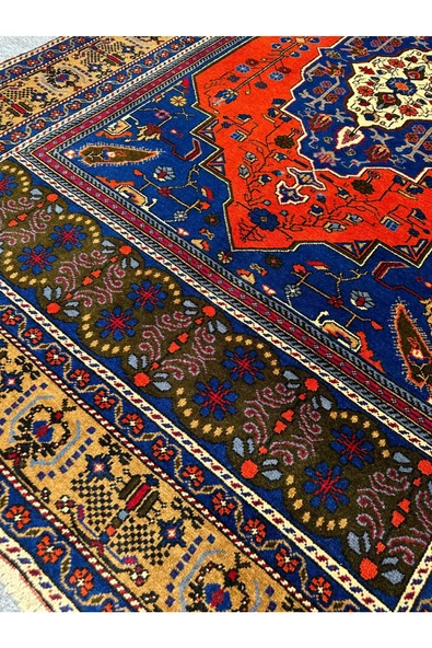 El Dokuma Sıfır Taşpınar Halısı 198x330 Kiremit Lacivert 6,5 M2 Salon Halısı - Resim 3