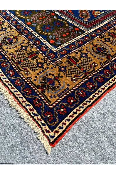 El Dokuma Sıfır Taşpınar Halısı 198x330 Kiremit Lacivert 6,5 M2 Salon Halısı - Resim 2