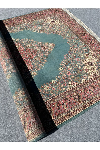 EL DOKUMA LADİK HALISI 215X310 TURKUAZ KİREMİT 6 M2 SALON HALISI - Resim 6