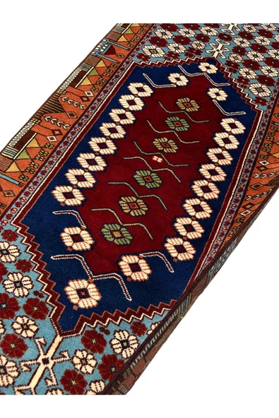 SIFIR YAĞCIBEDİR HALISI 80X280 EL DOKUMASI TURKUAZ KIRMIZI YÜN YOLLUK - Resim 7