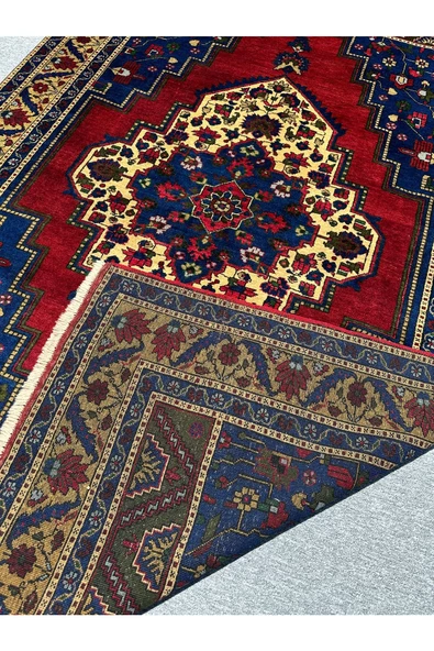 EL DOKUMA ESKİ TAŞPINAR HALISI 184X295 KÖK BOYA %100 YÜN 6 M2 SALON HALISI - 4